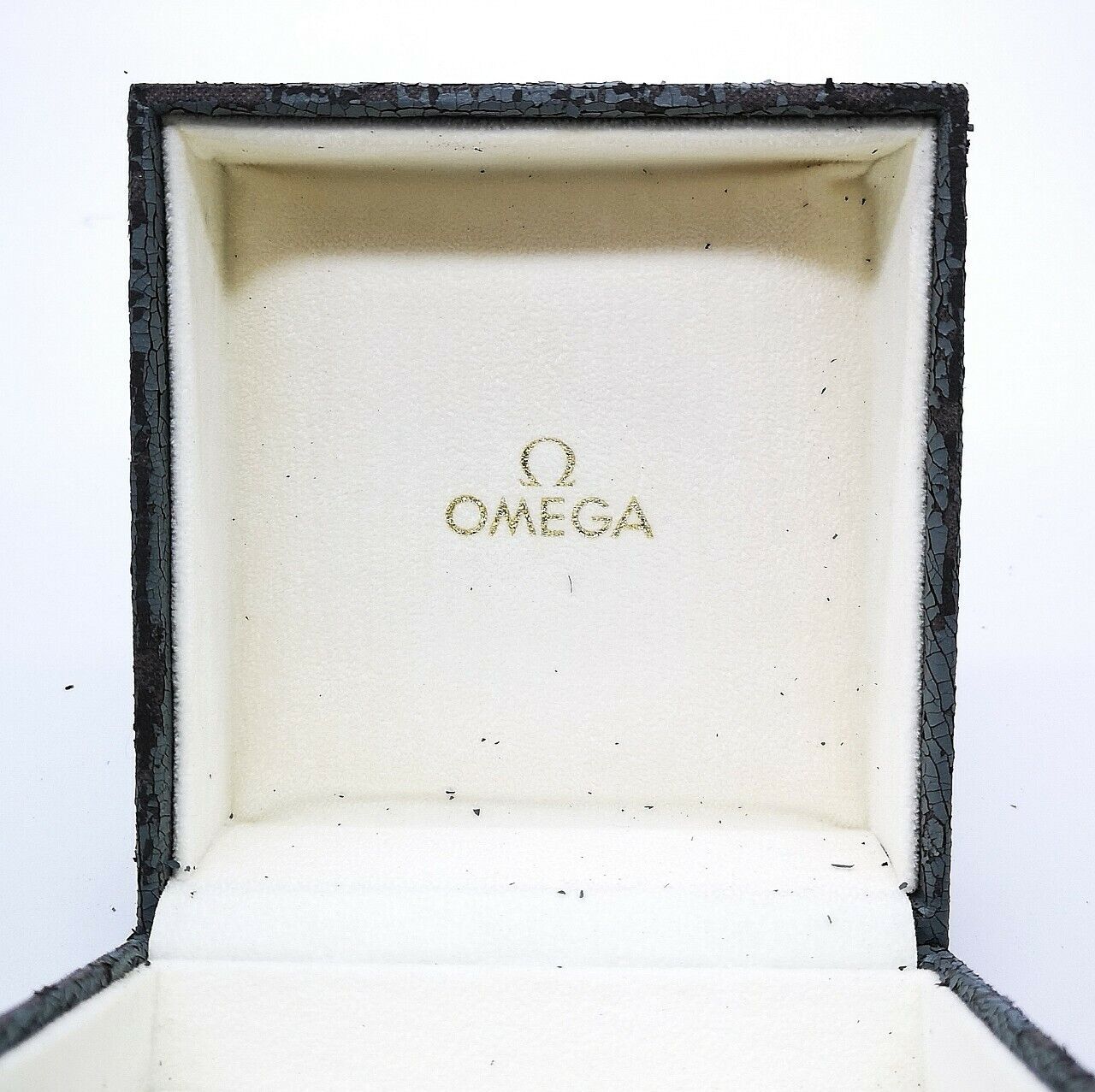 VINTAGE GENUINE OMEGA watch case box Gray wood leather 0313002y2