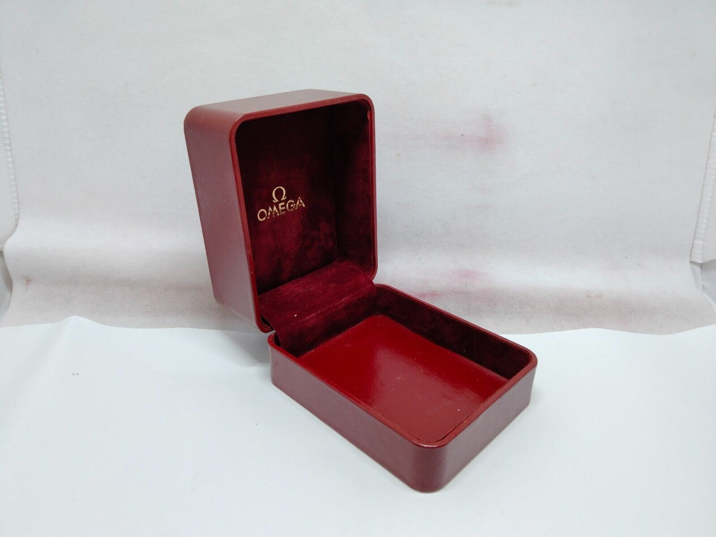 VINTAGE GENUINE OMEGA Seamaster Speedmaster watch box case red wood 230622001y4S