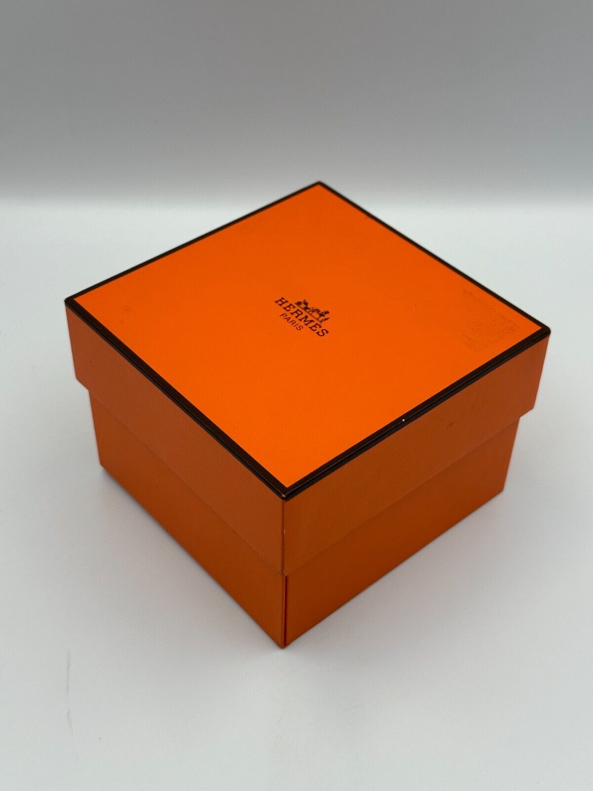 VINTAGE GENUINE HERMES Orange watch box case wood leather 240219004y2A