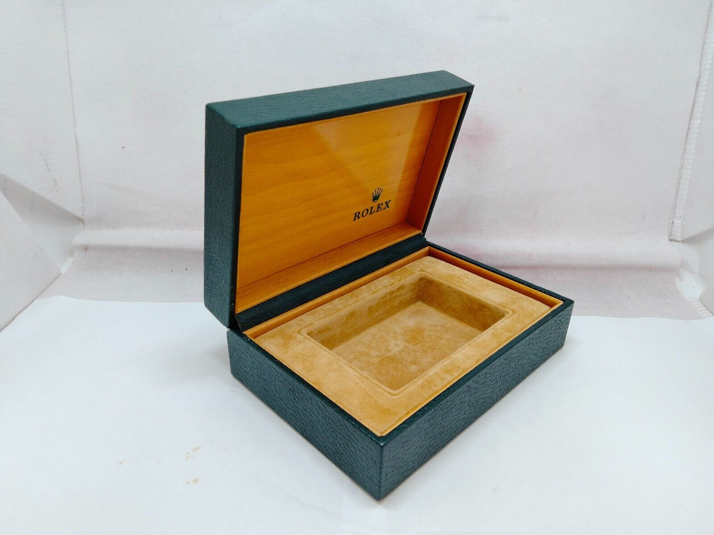 VINTAGE GENUINE ROLEX Green watch box case wood leather no inner 231213003y7S