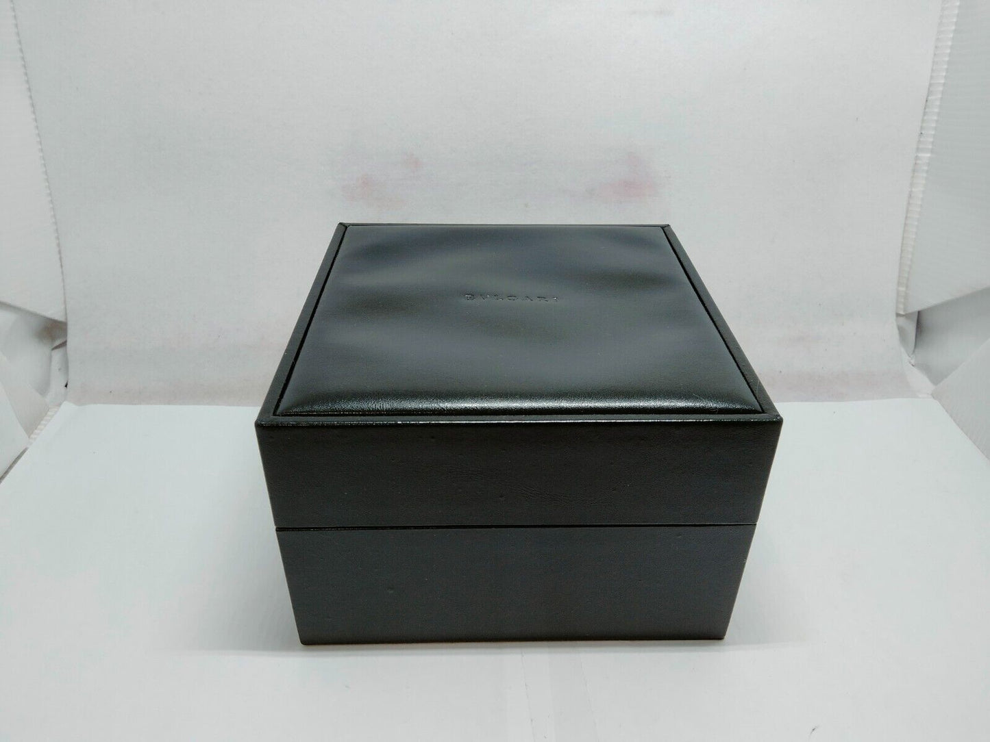 VINTAGE GENUINE BVLGARI watch box case black leather 230530001yS