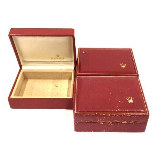 VINTAGE GENUINE ROLEX watch box case 14.00.08 Red wood leather junk 231124004y1S