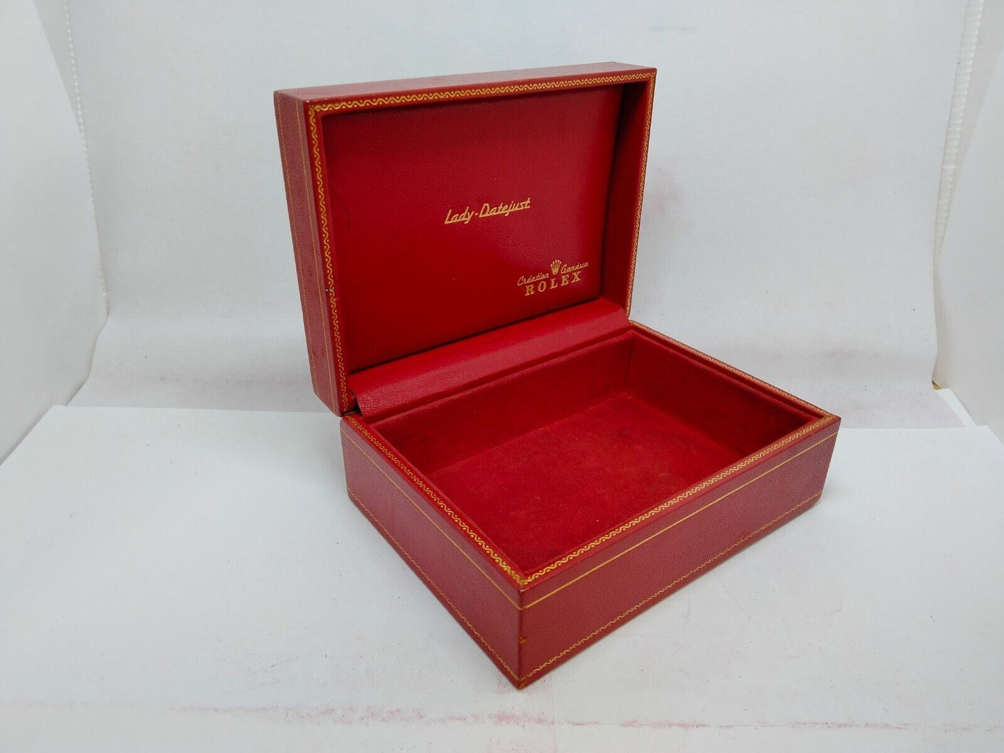 VINTAGE GENUINE ROLEX Datejust ladies Red watch box case wood leather 1001001y2S