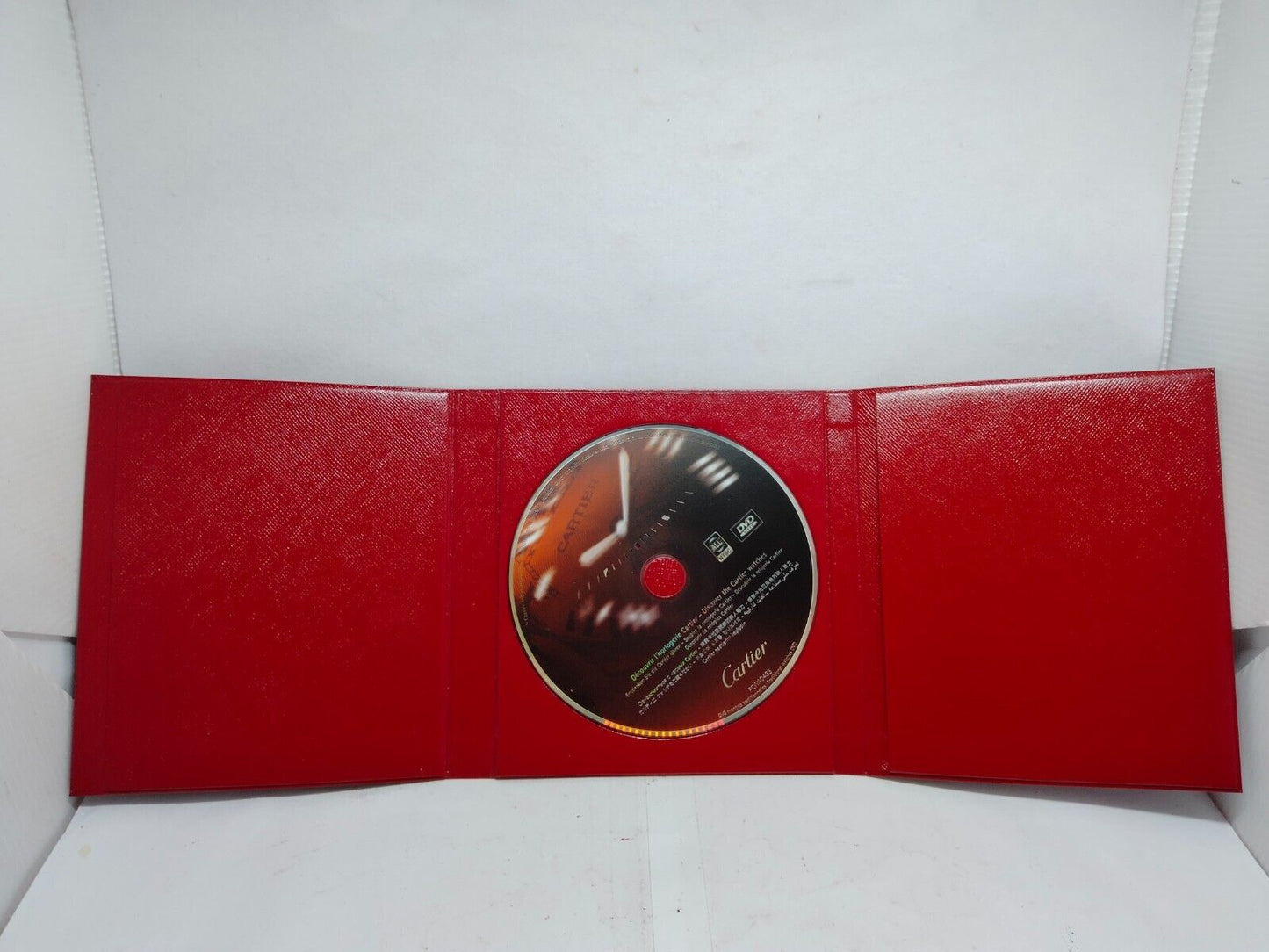 VINTAGE GENUINE CARTIER watch box case red wood leather DVD white 231113020mS