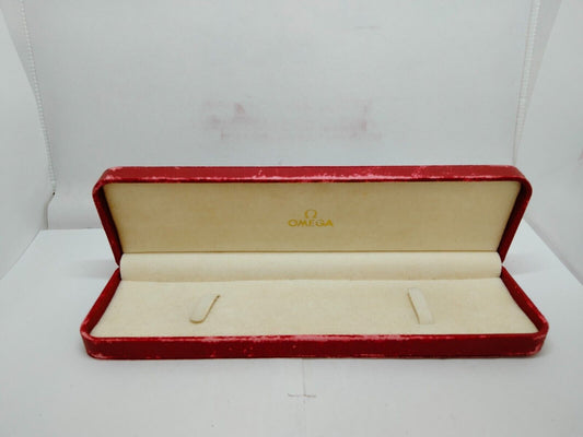 VINTAGE GENUINE OMEGA Red wood watch box case leather 0915007yS