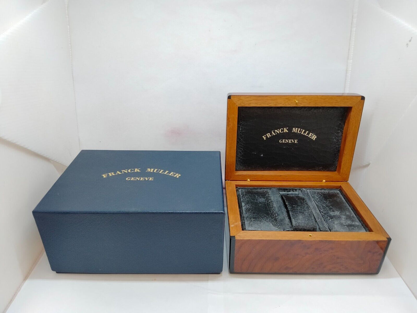 VINTAGE GENUINE FRANCK MULLER Green watch box case wood leather 231213003y2S