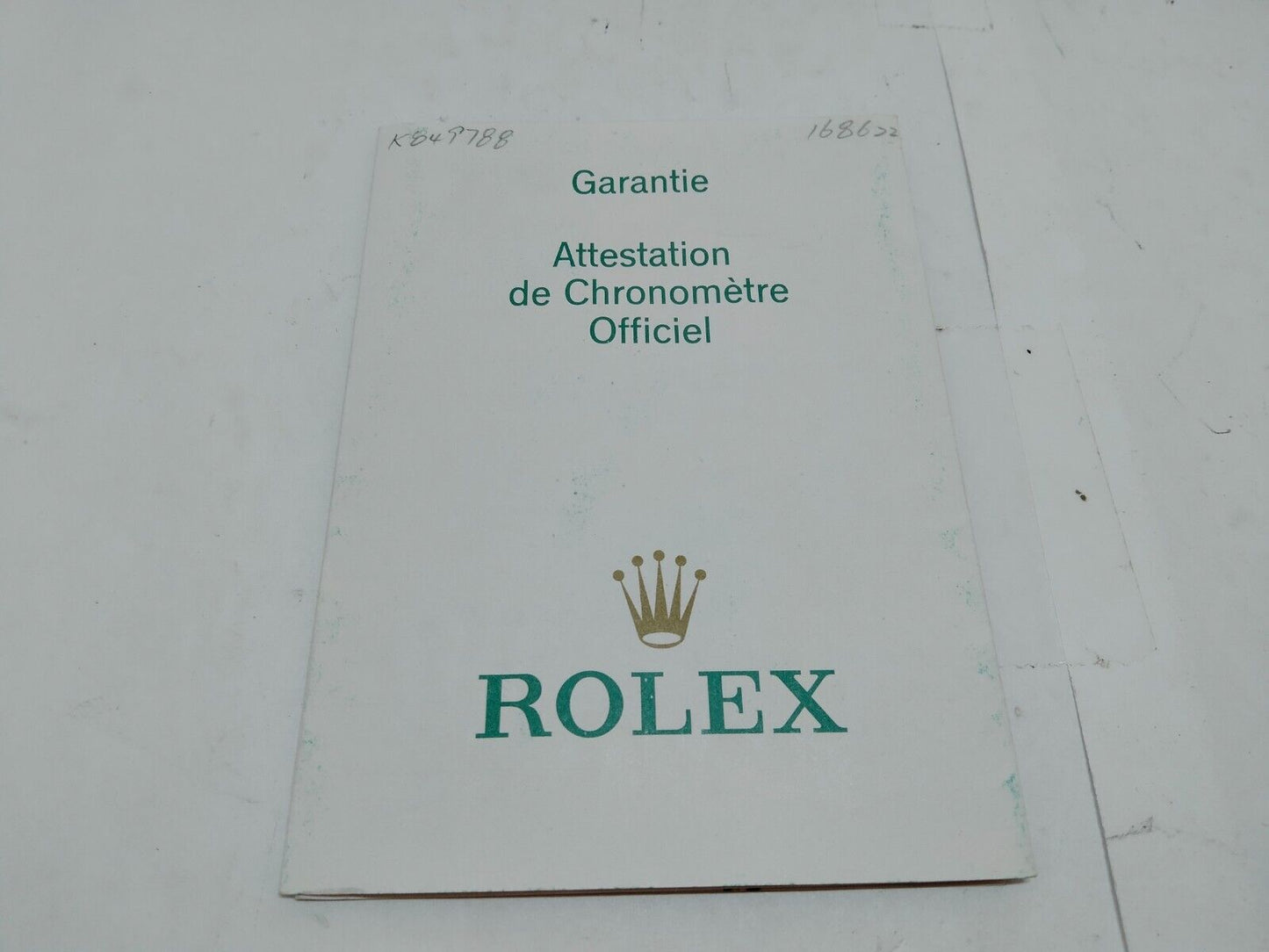 GENUINE ROLEX 168622 Yacht-Master watch warranty guarantee paper tag 1211007y1S