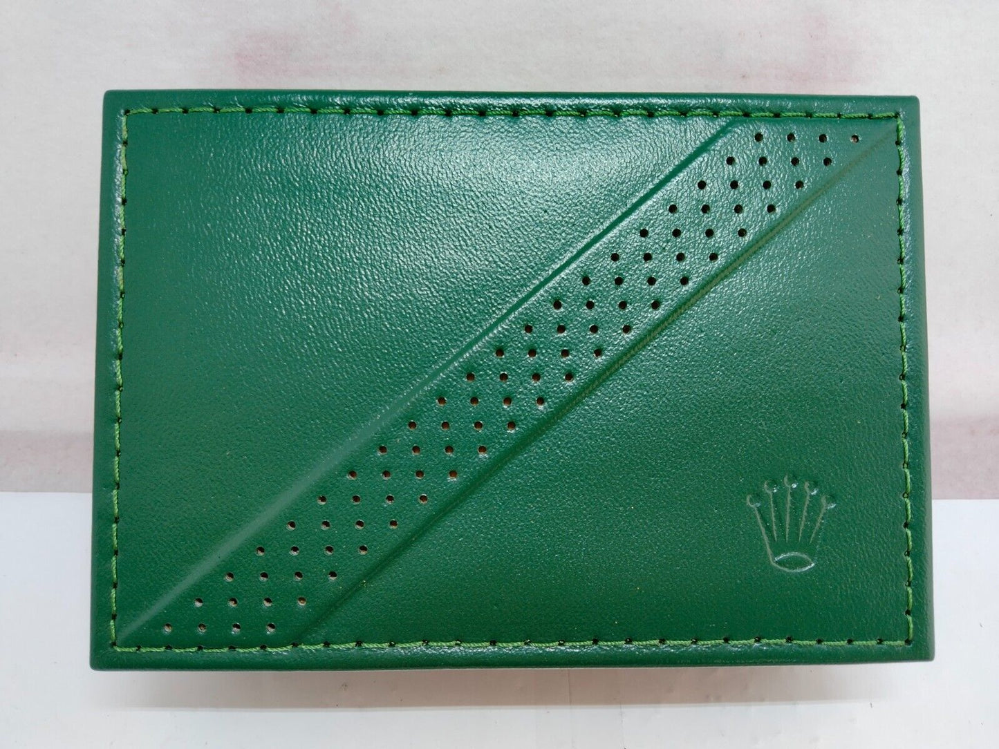 VINTAGE GENUINE ROLEX Green watch box case 68.00.2 wood leather 230808008yS