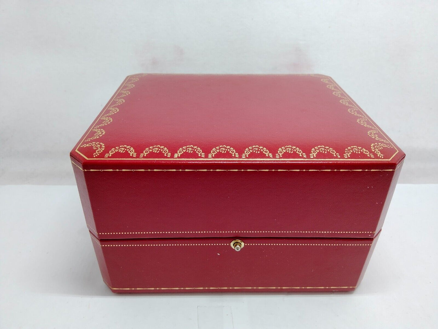 VINTAGE GENUINE CARTIER Red watch box case leather white wood 230531003yS