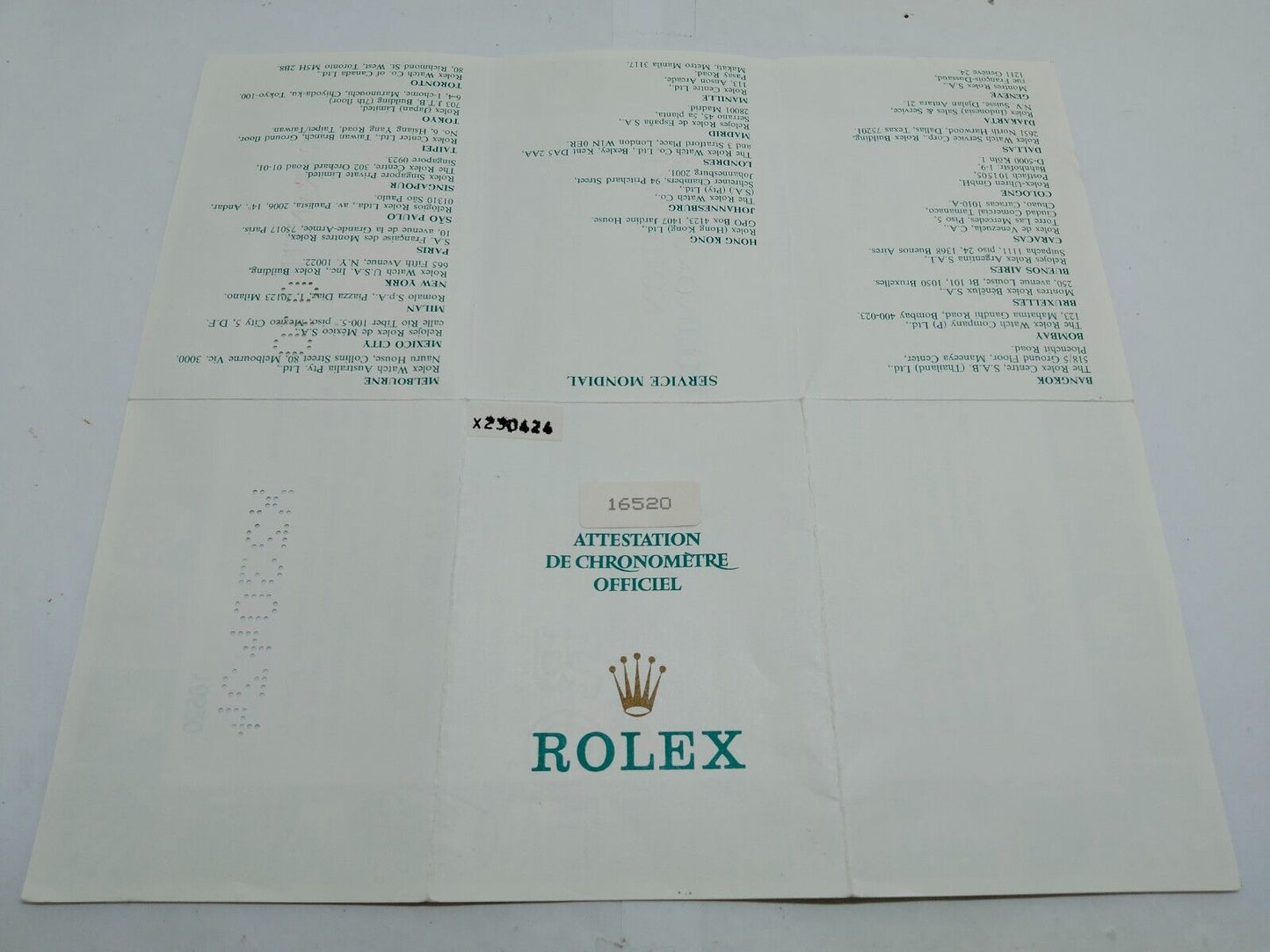 VINTAGE GENUINE ROLEX DAYTONA watch paper X 1992 230603002d2S