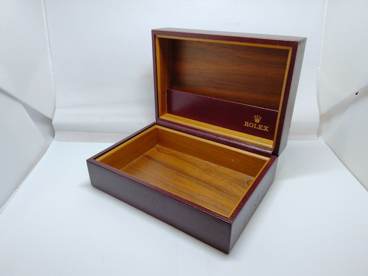 VINTAGE GENUINE ROLEX watch box case wood brown red 53.00.01 no inner 1009005y1S