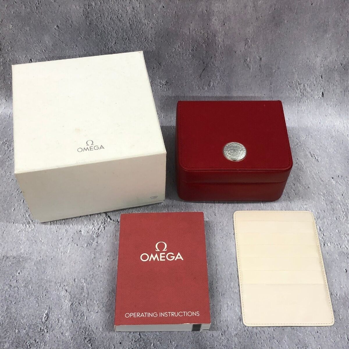 VINTAGE GENUINE OMEGA Speedmaster Seamaster watch box case Red wood 2312240015yS