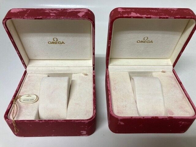 VINTAGE GENUINE OMEGA Speedmaster Seamaster watch box case red 2 set 230905004yS