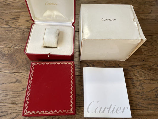 VINTAGE GENUINE CARTIER Red watch box case wood leather Booklet 231228002yS