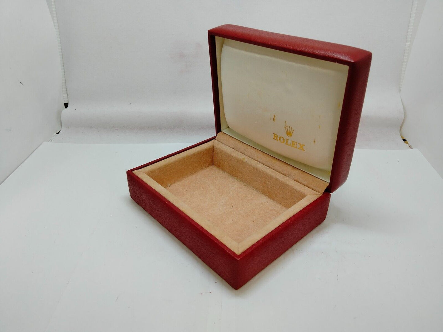 VINTAGE GENUINE ROLEX watch box case 14.00.71 leather wood red 1010002y3S