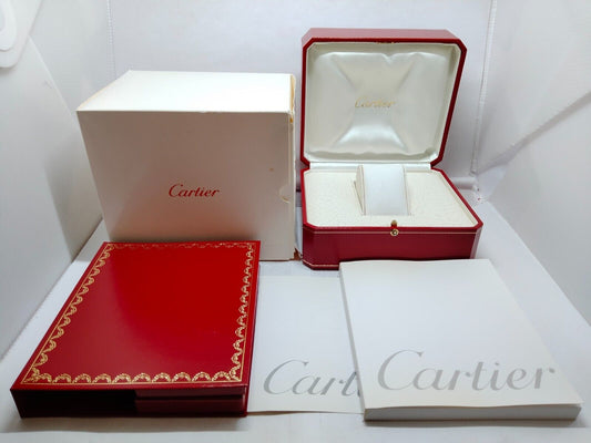 VINTAGE GENUINE CARTIER red watch box case wood leather white 230912004yS