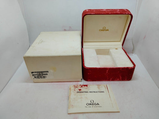 VINTAGE GENUINE OMEGA Speedmaster Seamaster red watch box case leather 0915013yS