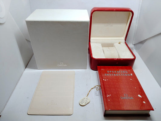 VINTAGE GENUINE OMEGA Seamaster Speedmaster watch box case Red tag 230707003yS