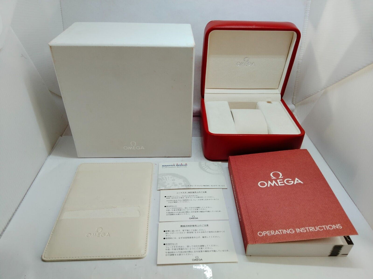 VINTAGE GENUINE OMEGA Seamaster Speedmaster watch box case Red 230809003yS