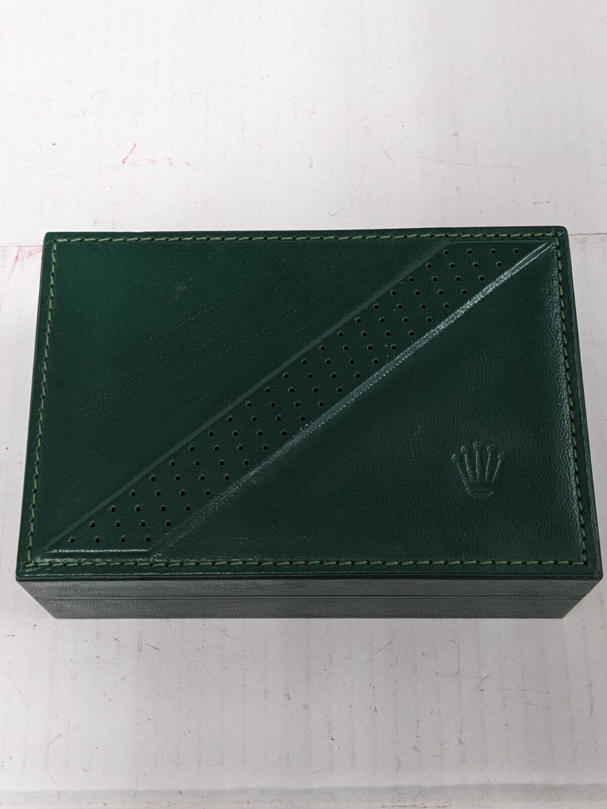 VINTAGE GENUINE ROLEX watch box case 68.00.06 green wood leather 230924012y8S