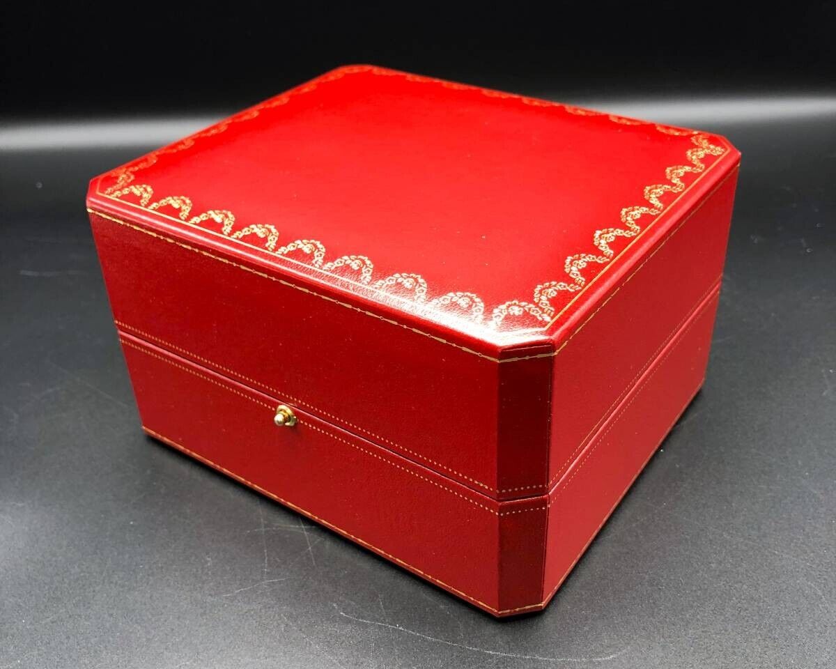 VINTAGE GENUINE CARTIER Red watch box case wood leather Booklet 231211001yS