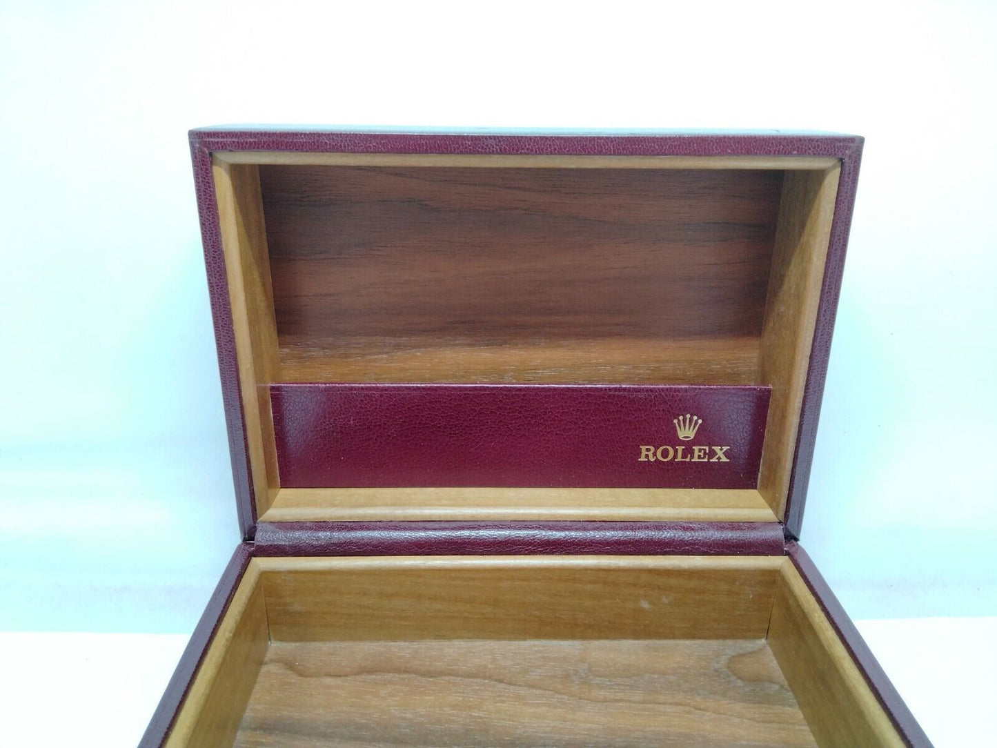 VINTAGE GENUINE ROLEX watch box case wood brown red 53.00.01 no inner 1009005y1S