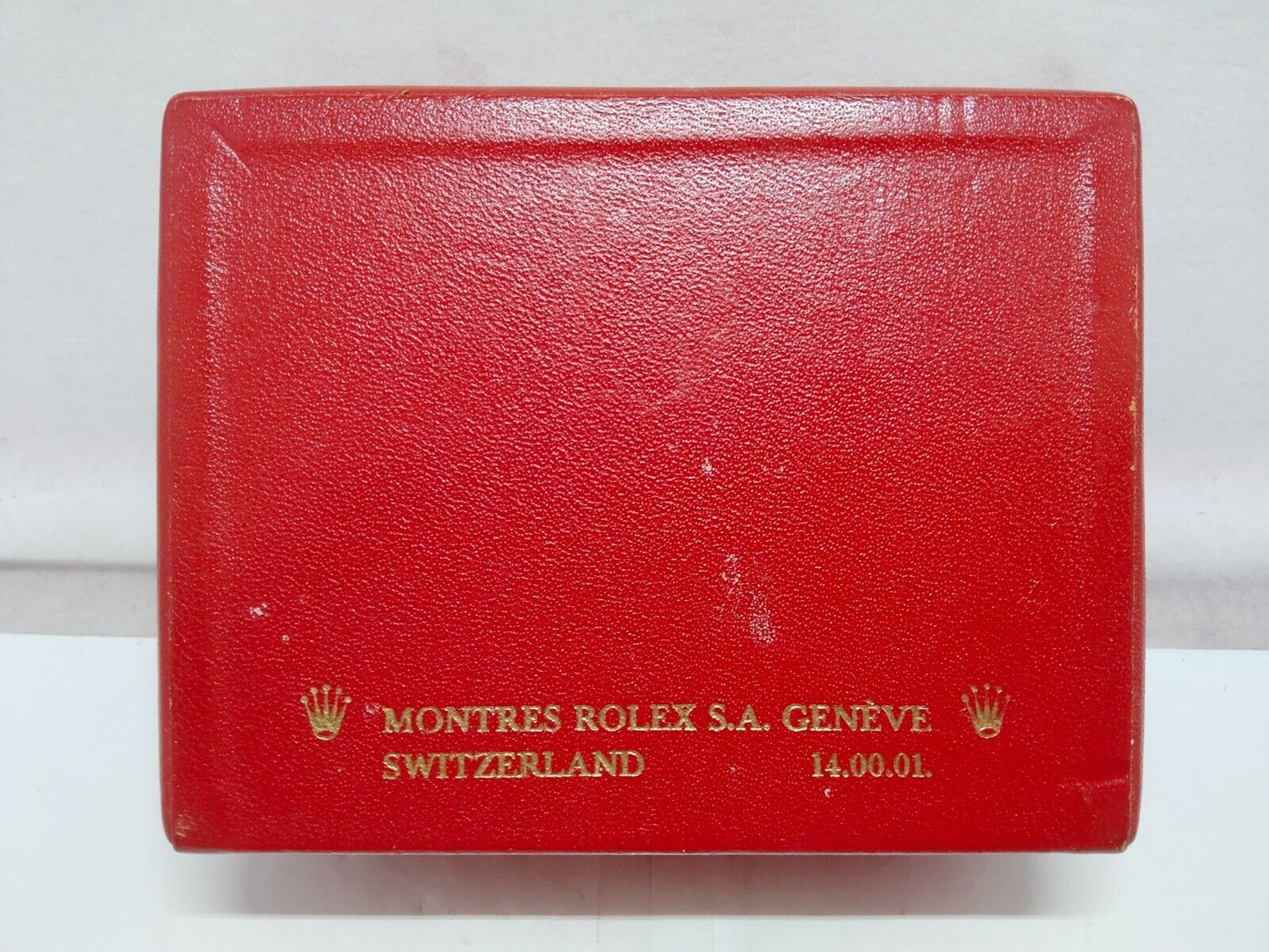 VINTAGE GENUINE ROLEX Red watch box case 14.00.01 no inner wood 230715001y2S