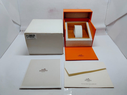 HERMES Orange watch box case booklet 1997' warranty guarantee wood 230810004yS