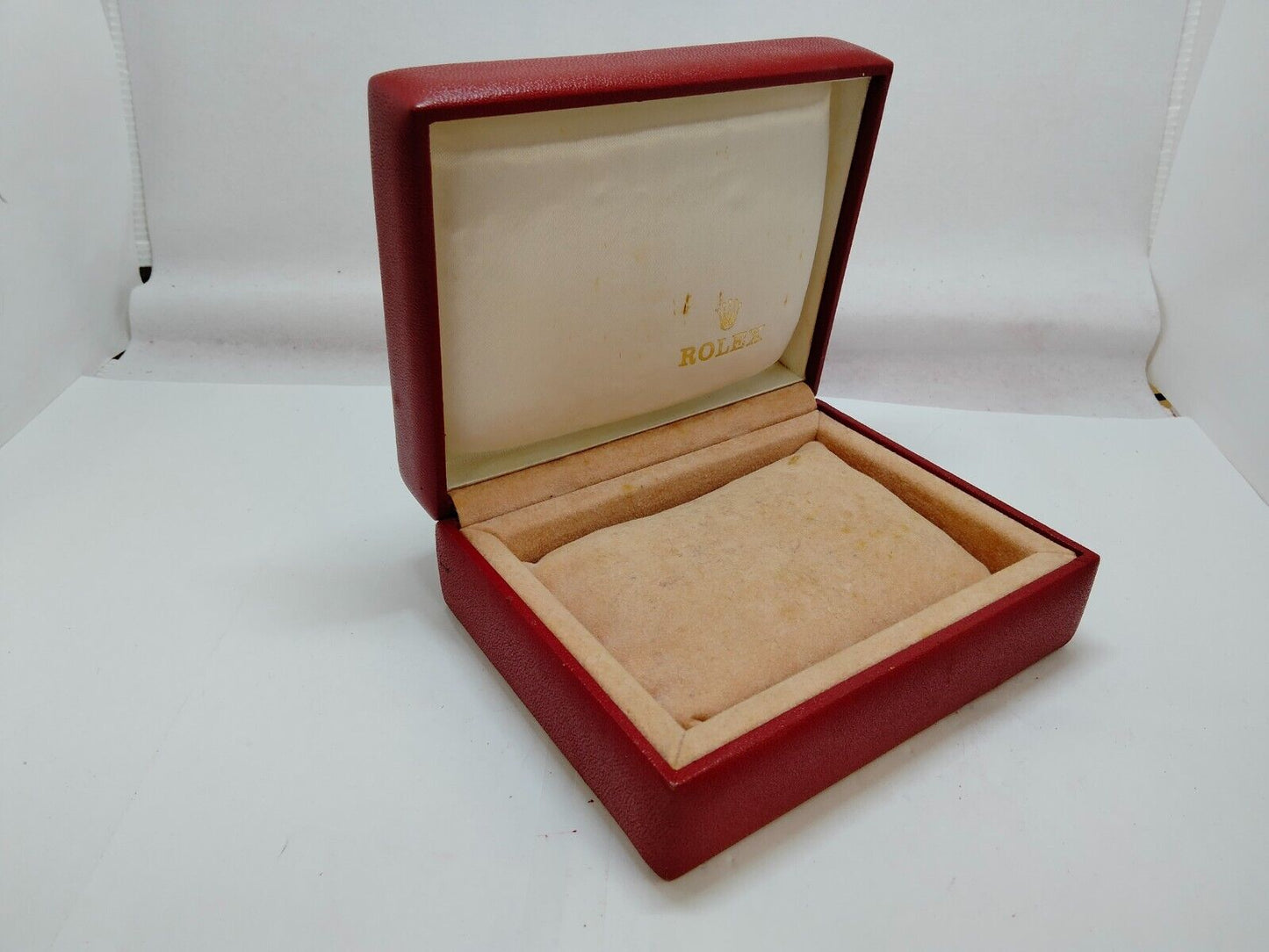 VINTAGE GENUINE ROLEX watch box case 14.00.71 leather wood red 1010002y3S