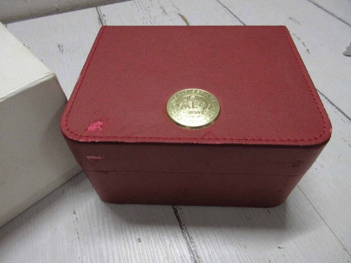 VINTAGE GENUINE OMEGA Speedmaster Seamaster watch box case Red wood 231220008yS