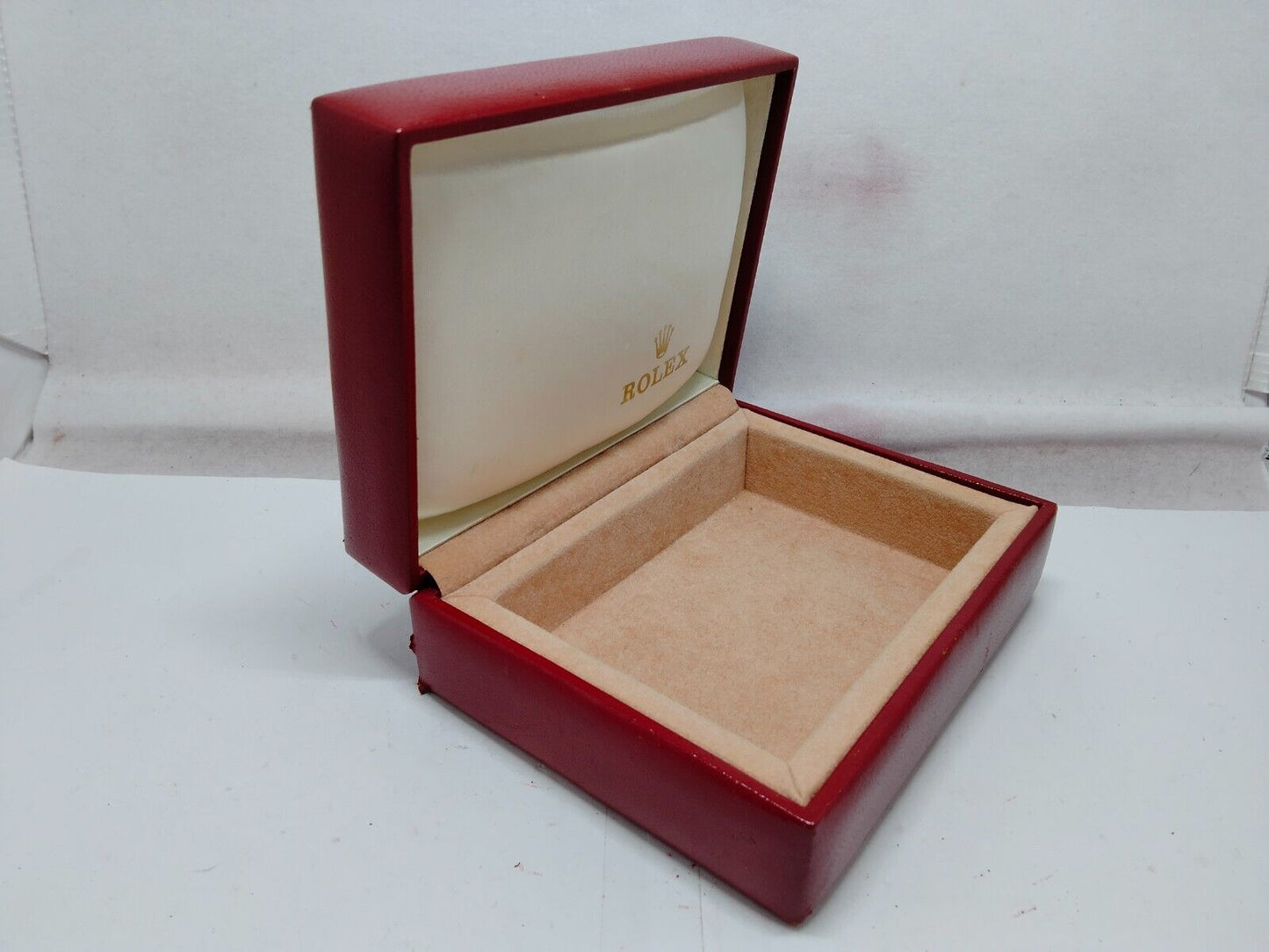 VINTAGE GENUINE ROLEX red watch box case 14.00.71 wood no inner 230921008y2S