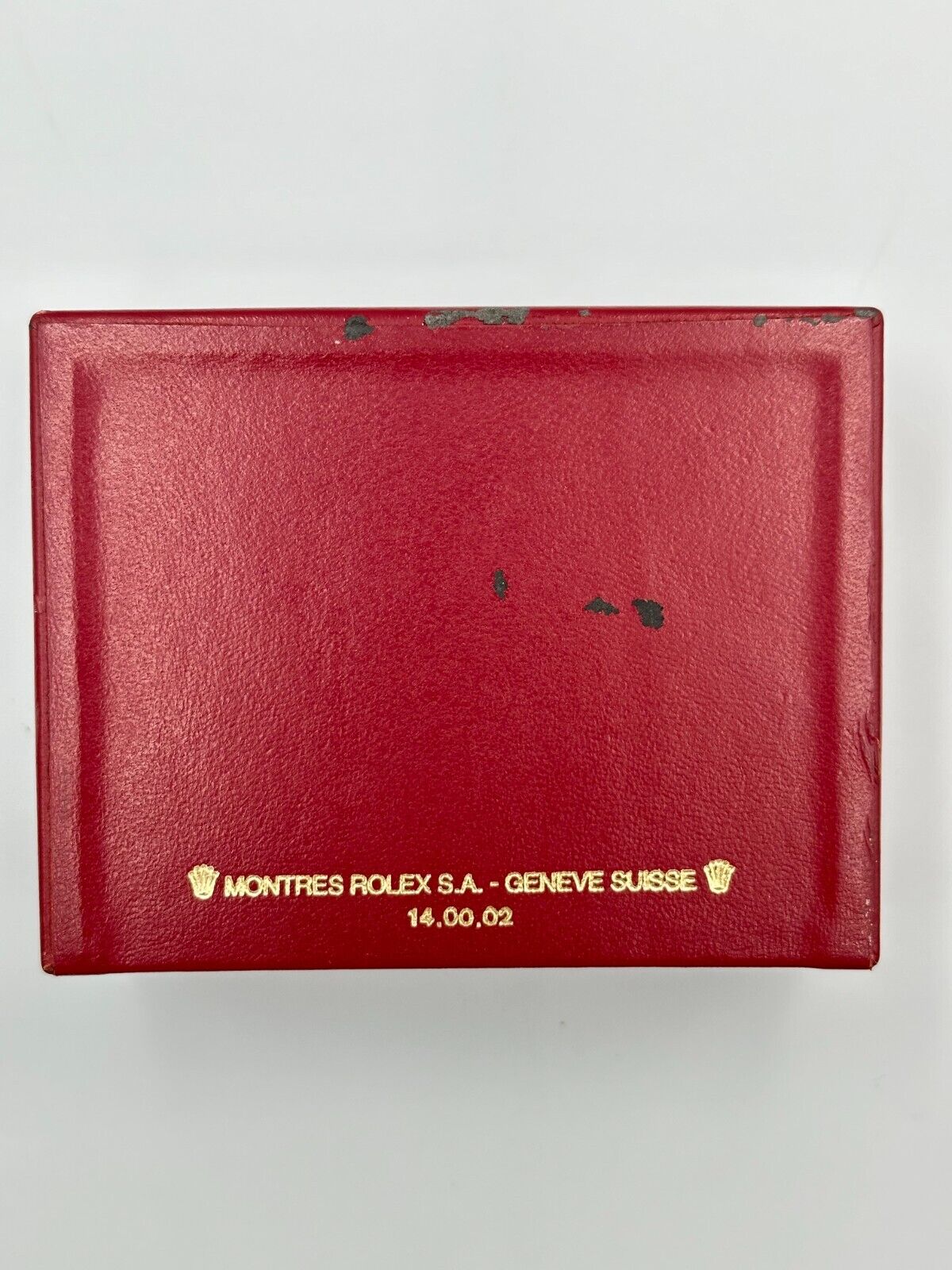 VINTAGE GENUINE ROLEX Red watch box case 14.00.02 wood no inner 240126001yA