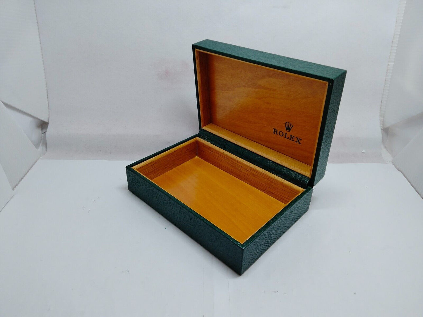 VINTAGE GENUINE ROLEX watch box case 68.00.55 Green wood leather 1223004y1S