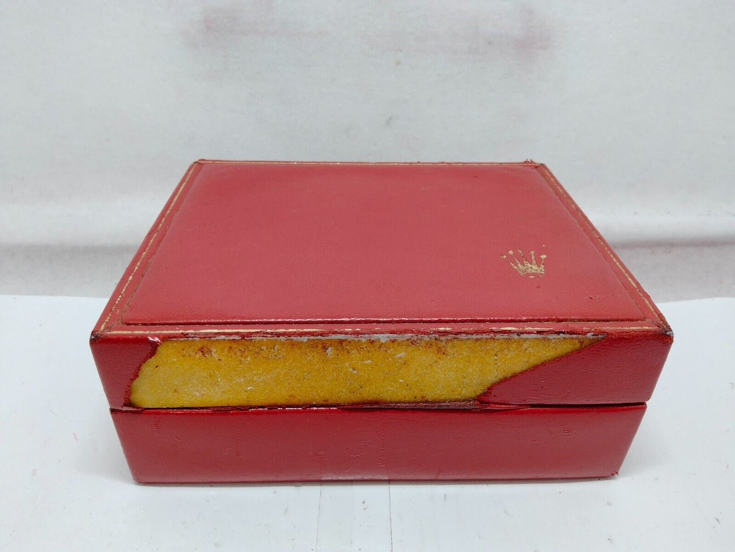 VINTAGE GENUINE ROLEX watch box case red 14.00.02 junk no inner 230921008y3S