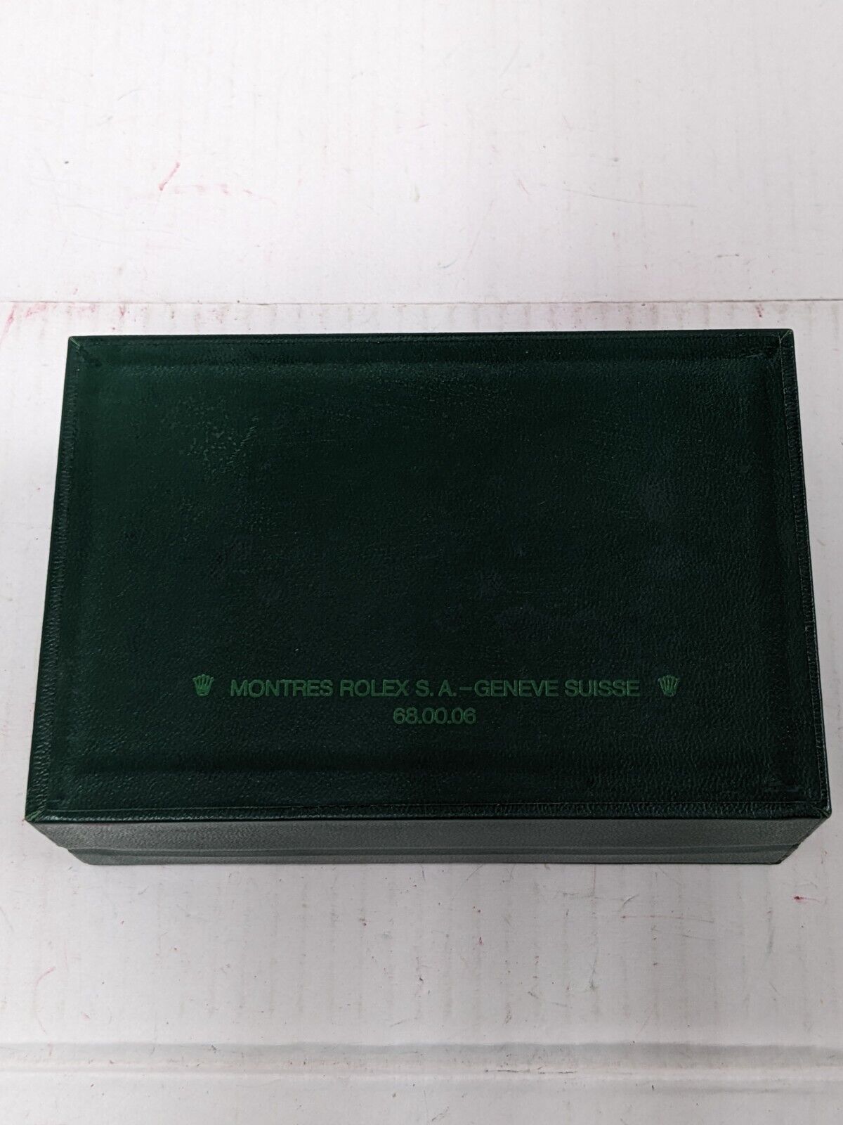 VINTAGE GENUINE ROLEX watch box case 68.00.06 green wood leather 230924012y8S