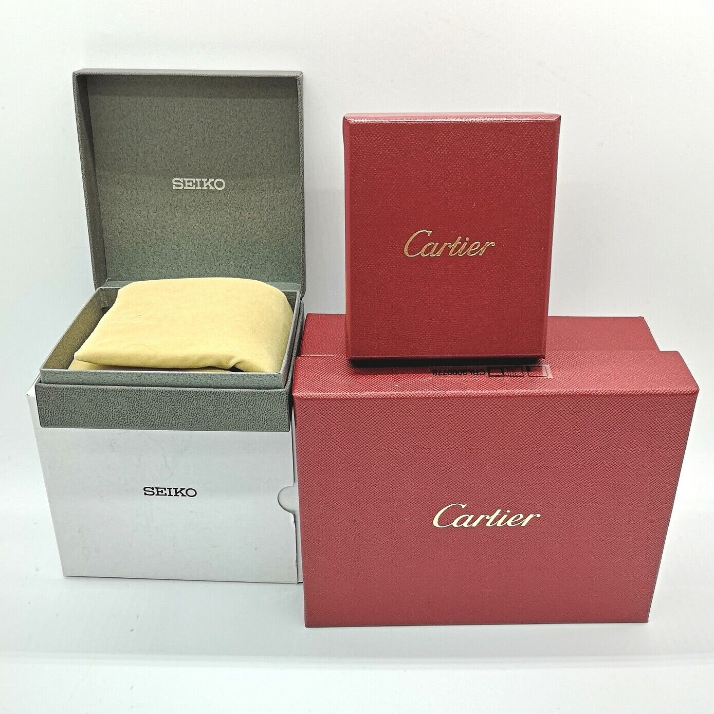 VINTAGE GENUINE CARTIER SEIKO watch jewelry necklace ring box case 0127002y2