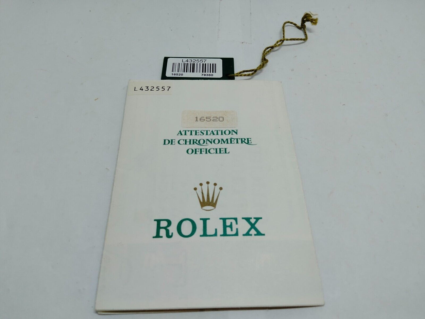 VINTAGE GENUINE ROLEX 16520 DAYTONA watch paper L 1994 tag 78360 230529001dS