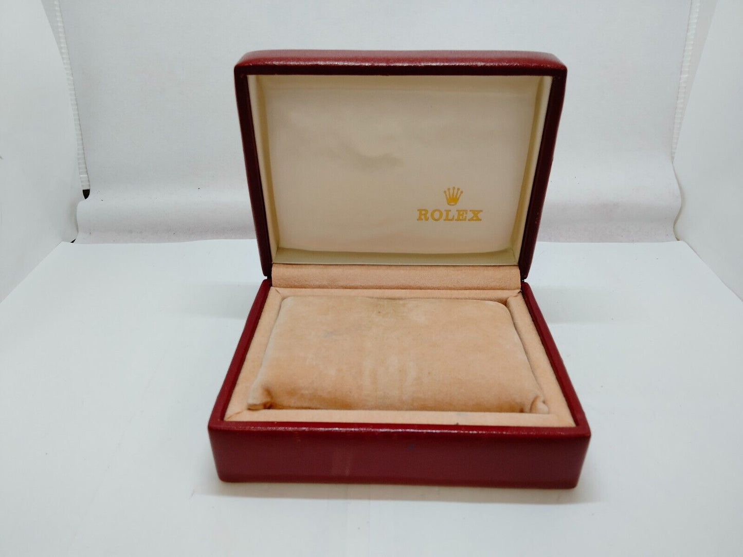 VINTAGE GENUINE ROLEX watch box case red leather wood 14.00.01 1010002y2S