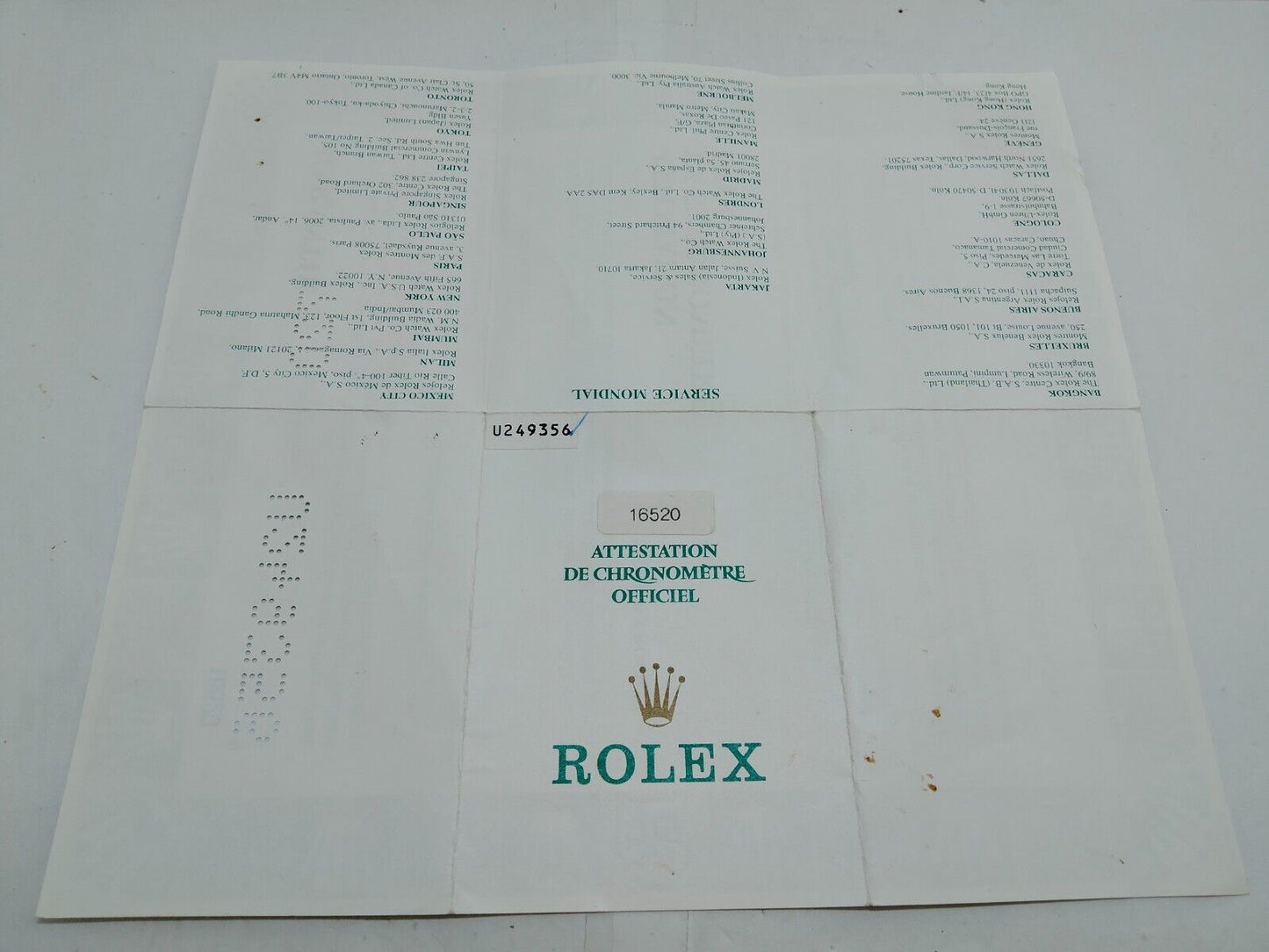 VINTAGE GENUINE ROLEX 16520 Daytona watch paper 720 U 230603002d3S