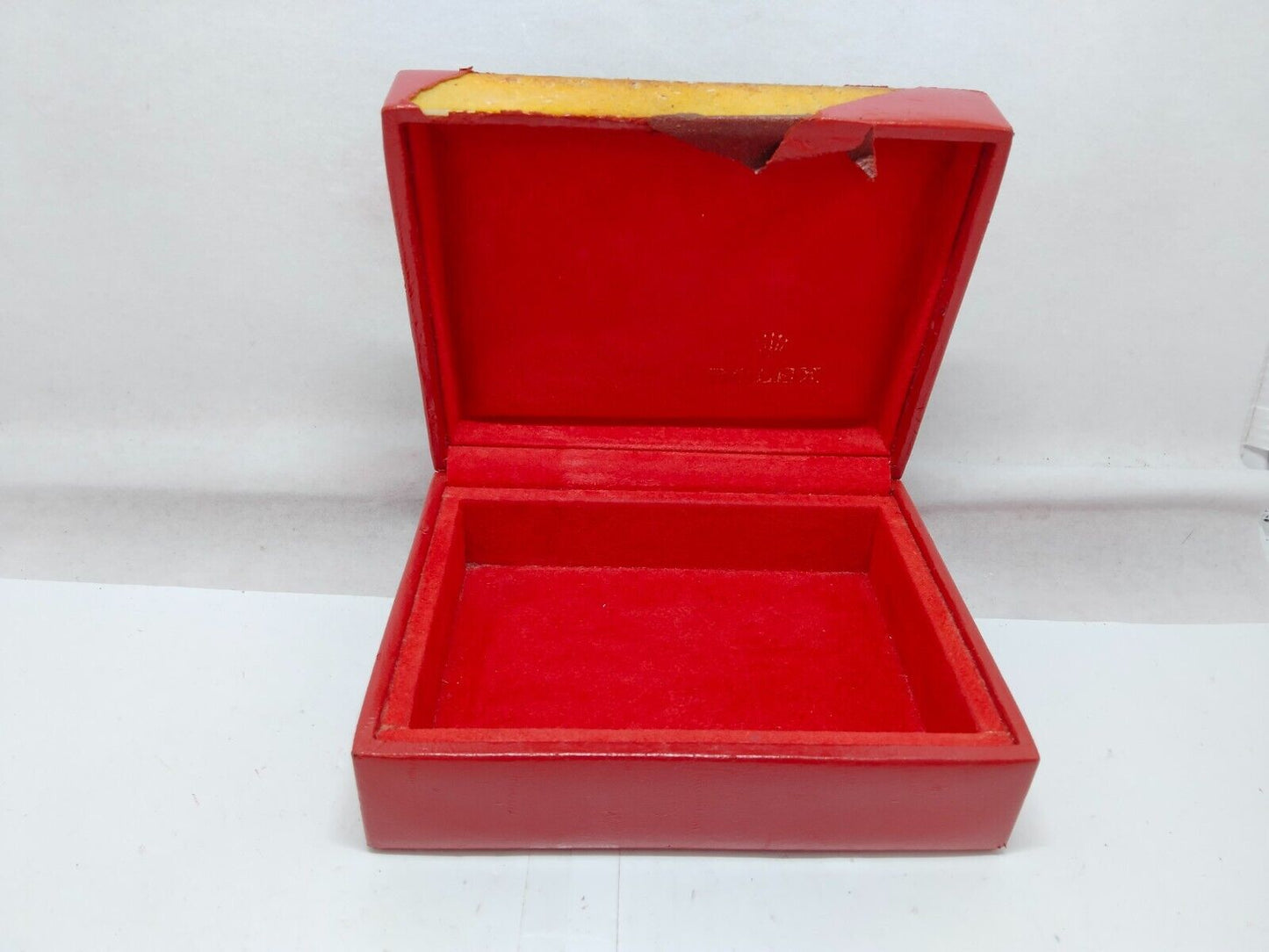 VINTAGE GENUINE ROLEX watch box case red 14.00.02 junk no inner 230921008y3S