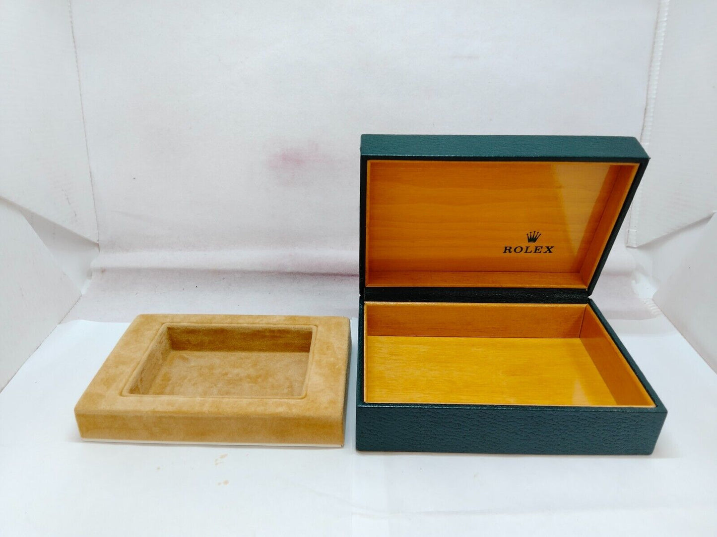 VINTAGE GENUINE ROLEX Green watch box case wood leather no inner 231213003y7S