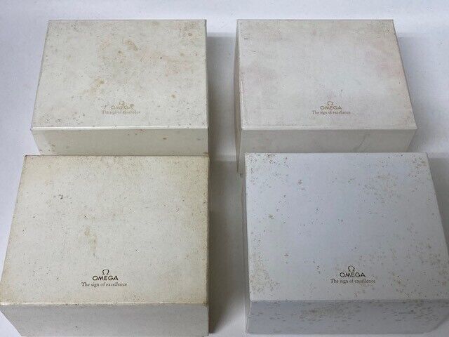 VINTAGE GENUINE OMEGA Seamaster Speedmaster watch box case red 4 set 230903005yS