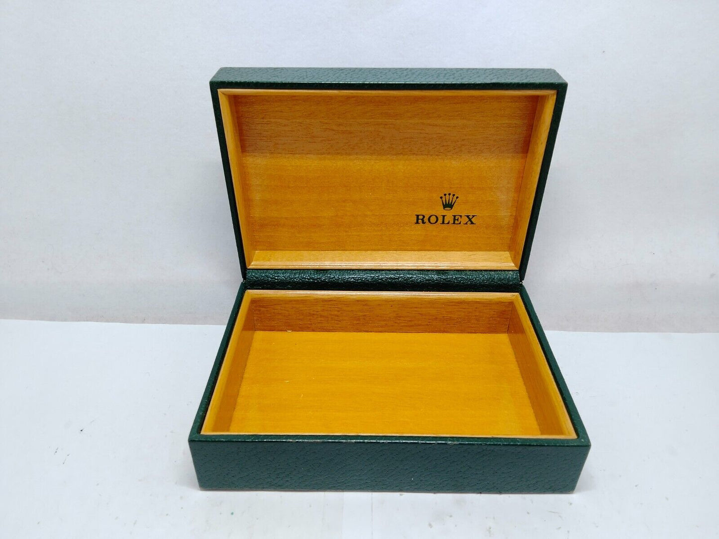 VINTAGE GENUINE ROLEX watch box case 68.00.55 Green wood no inner 0208001y3S