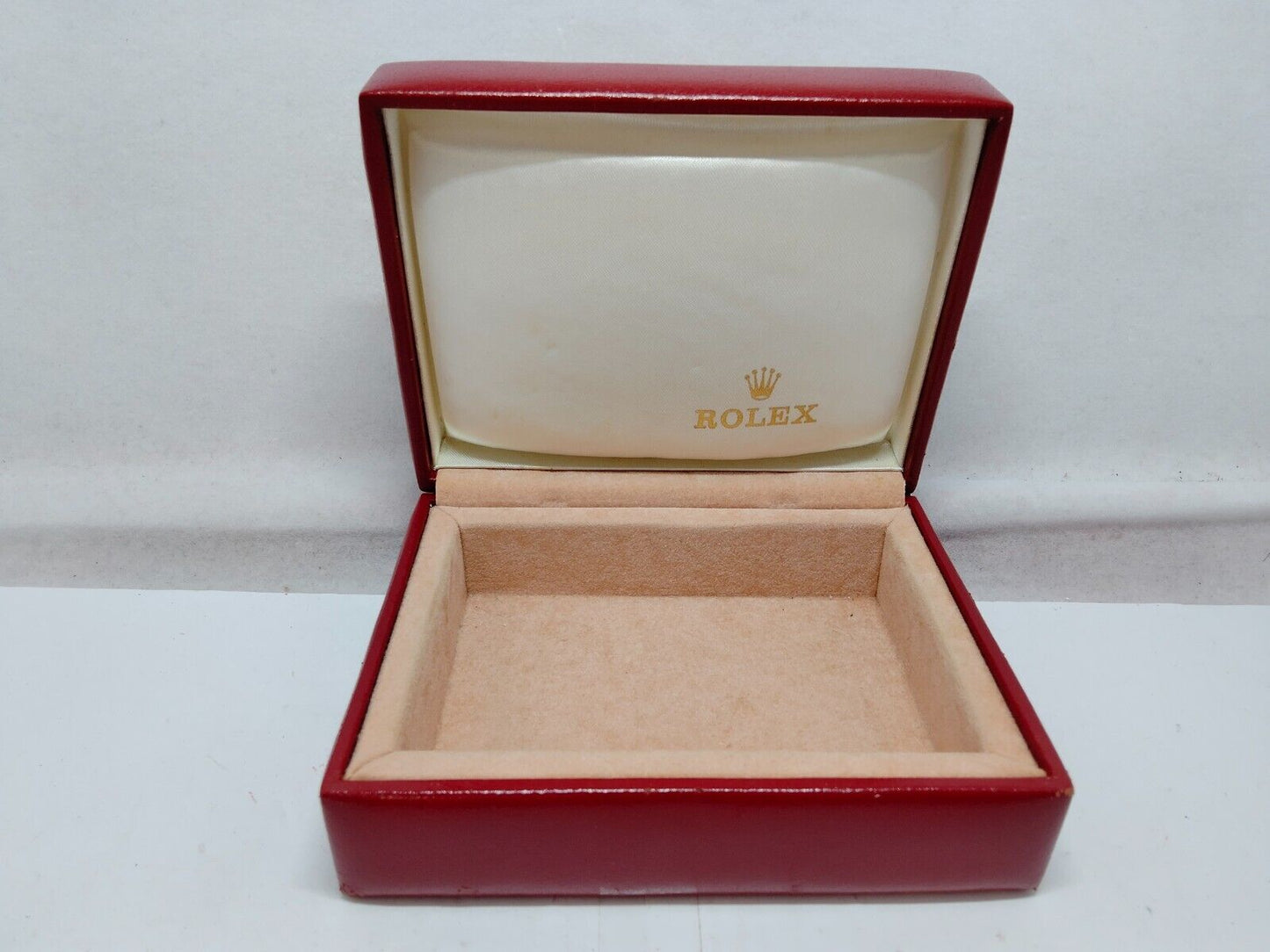 VINTAGE GENUINE ROLEX red watch box case 14.00.71 wood no inner 230921008y2S