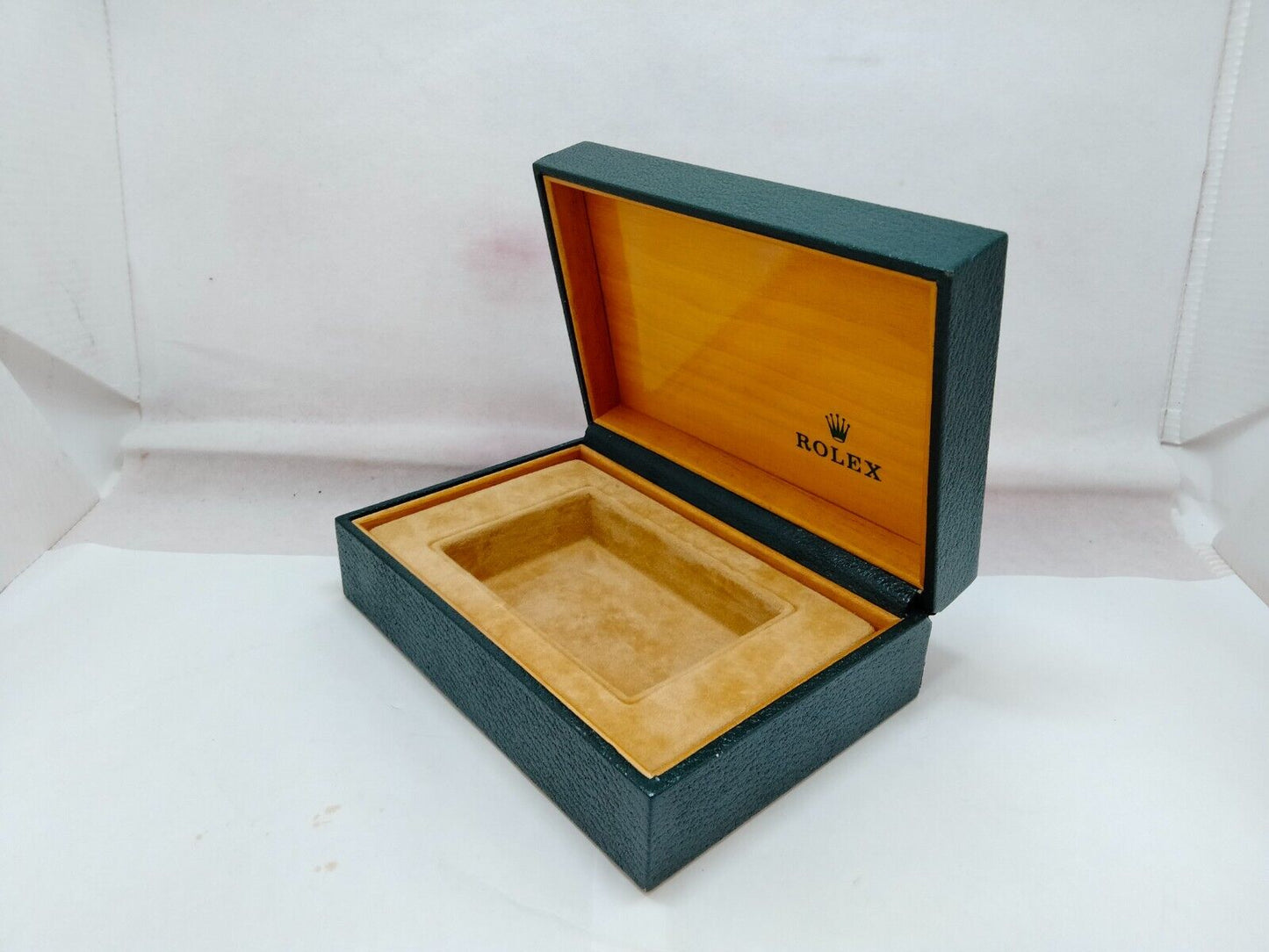 VINTAGE GENUINE ROLEX Green watch box case wood leather no inner 231213003y7S