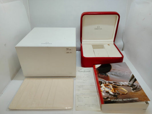 VINATAGE GENUINE OMEGA 3570.50 watch box case red Booklet receipt 0824004y3S