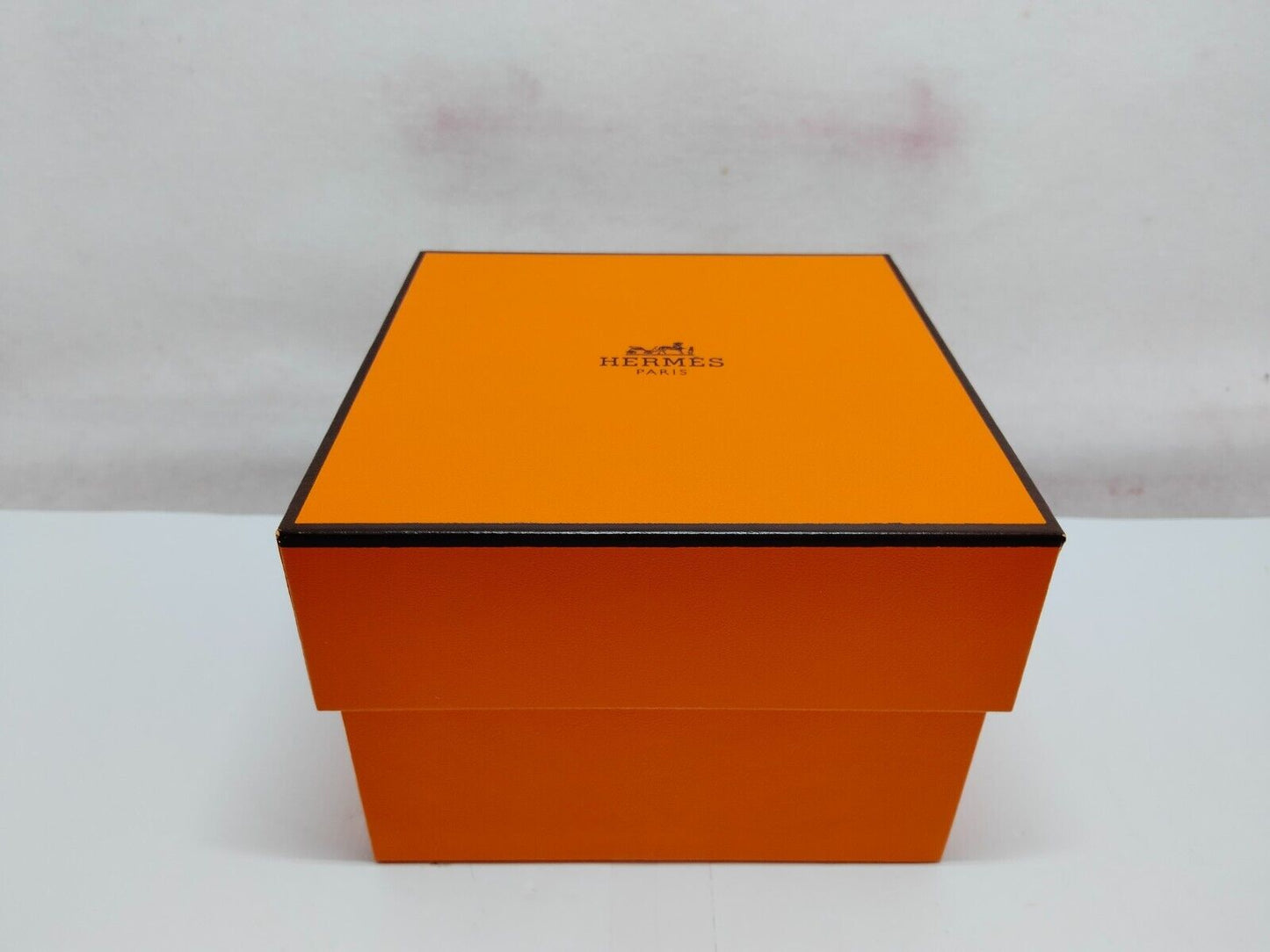 VINTAGE GENUINE HERMES watch case orange tag leather box wood 230623001yS