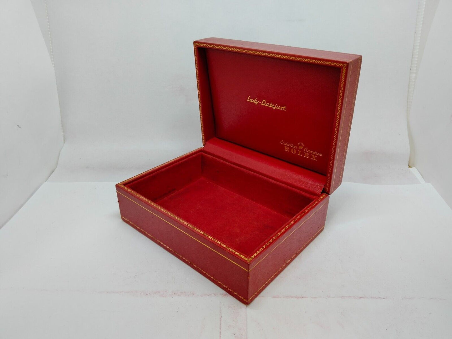 VINTAGE GENUINE ROLEX Datejust ladies Red watch box case wood leather 1001001y2S