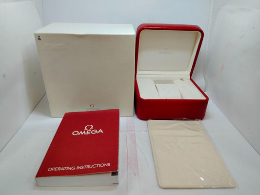 VINTAGE GENUINE OMEGA Speedmaster Seamaster red watch box case booklet 0914016yS