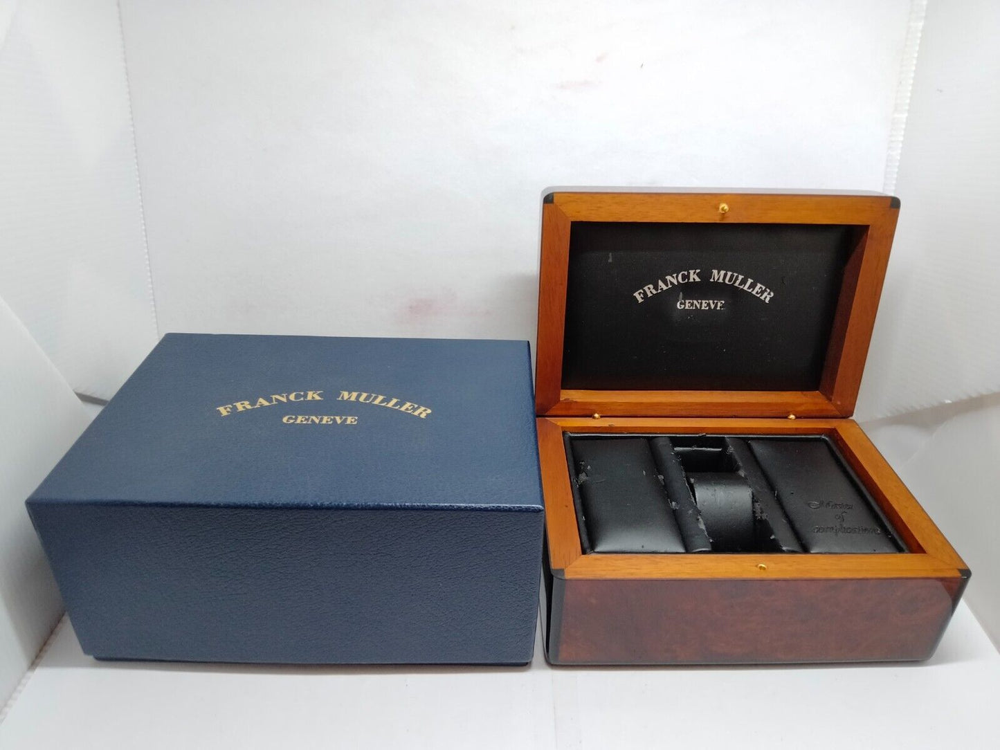 VINTAGE GENUINE FRANCK MULLER Brown watch box case wood leather 230729003y3S